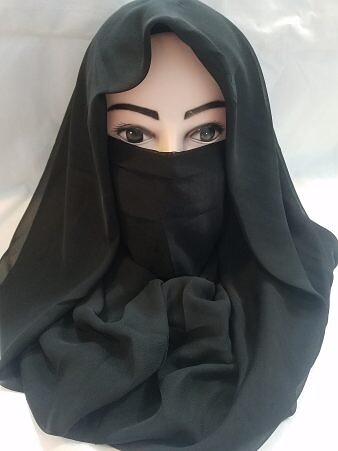 Plain Niqab Ready to Wear - Black