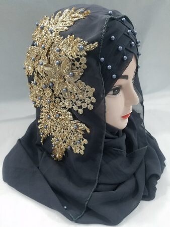 Pearl Ready to Wear with Fancy Bunch - Dark Grey