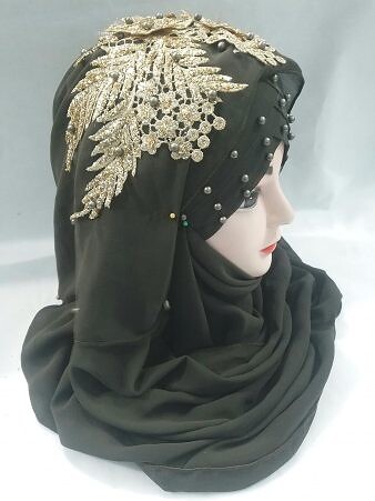 Pearl Ready to Wear with Fancy Bunch - Forest Green