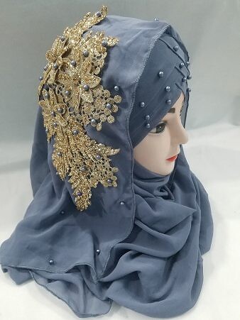Pearl Ready to Wear with Fancy Bunch - Grey