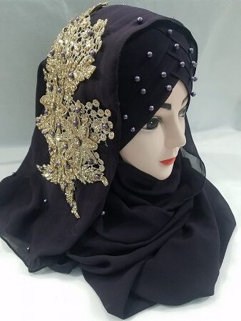 Pearl Ready to Wear with Fancy Bunch - Violet Pearl Ready to Wear with Fancy Bunch - Violet