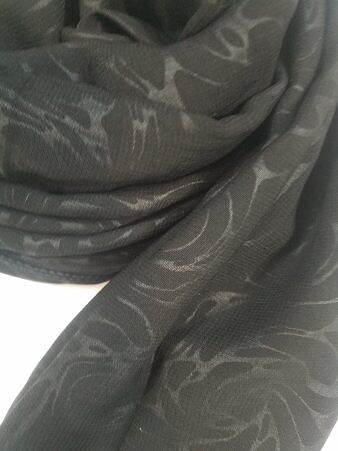 Self Printed Square Scarf - Black - Design 3