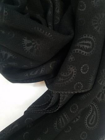 Self Printed Square Scarf - Black - Design 5