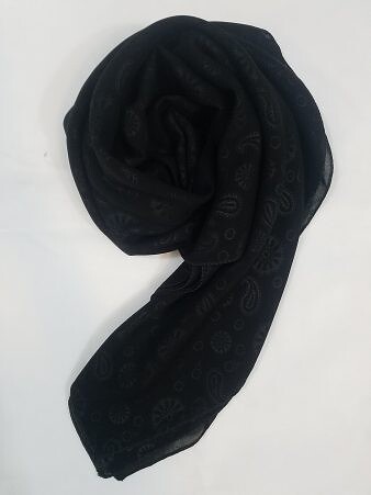 Self Printed Square Scarf - Black - Design 5