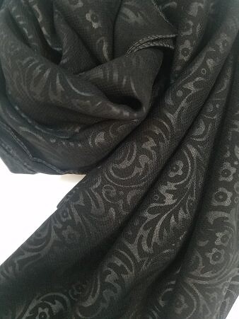 Self Printed Square Scarf - Black - Design 6 Self Printed Square Scarf - Black - Design 6