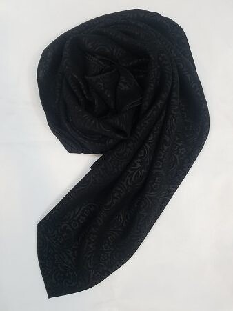 Self Printed Square Scarf - Black - Design 6 Self Printed Square Scarf - Black - Design 6