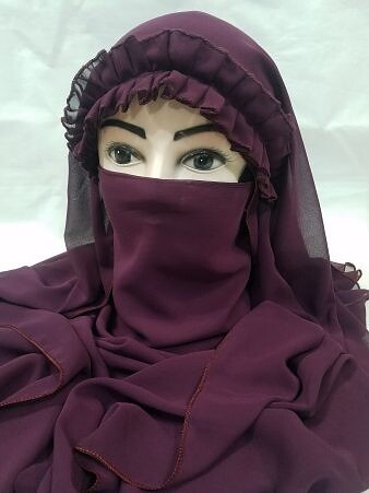 Crown Ready to Wear Niqab - Burgundy Crown Ready to Wear Niqab - Burgundy