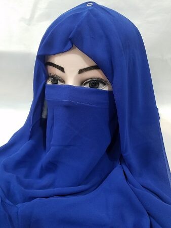 Plain Niqab Ready to Wear - Blue Plain Niqab Ready to Wear - Blue
