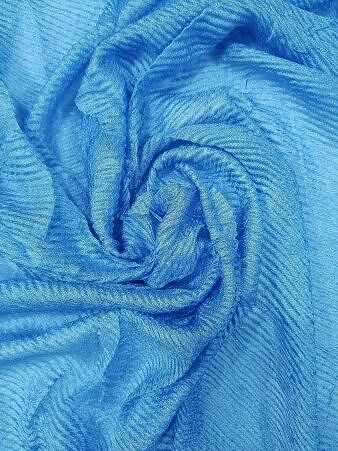 Crinkle Silk Scarf - Blue