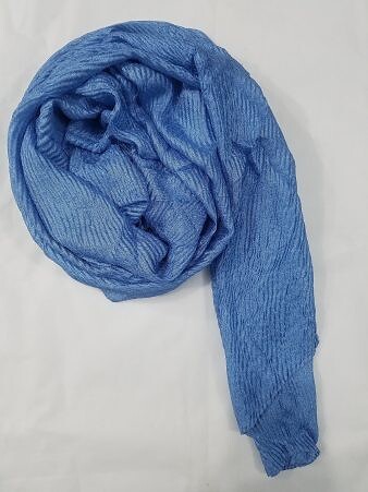 Crinkle Silk Scarf - Blue
