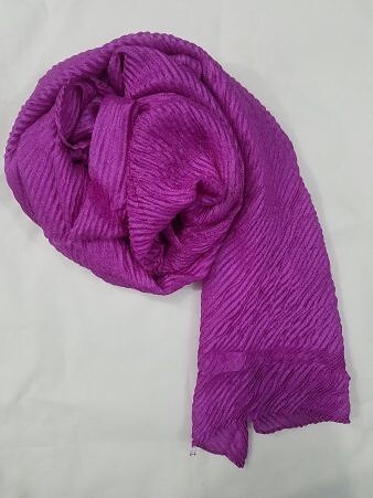 Crinkle Silk Scarf - Fuchsia