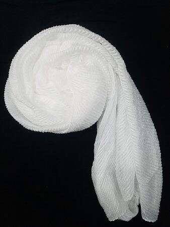 Crinkle Silk Scarf - White