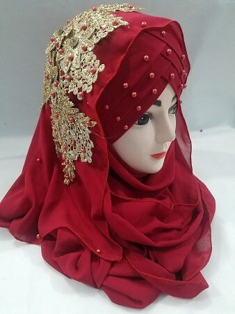 Pearl Ready to Wear with Fancy Bunch - Bright Red Pearl Ready to Wear with Fancy Bunch - Bright Red