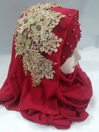 Pearl Ready to Wear with Fancy Bunch - Bright Red Pearl Ready to Wear with Fancy Bunch - Bright Red