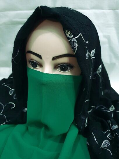 elastic half niqab green full picture