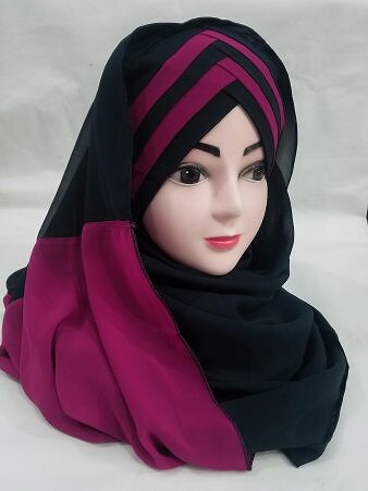 Criss Cross Multi Color Ready to Wear - Black and Deep Pink