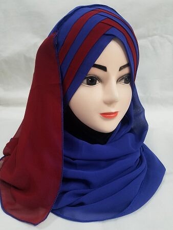 Criss Cross Multi Color Ready to Wear - Blue and Maroon