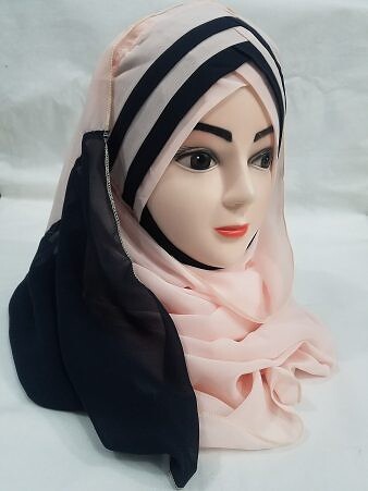 Criss Cross Multi Color Ready to Wear - Peach and Black