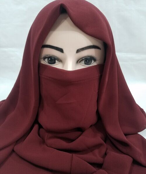 niqab ready to wear dirty maroon front picture
