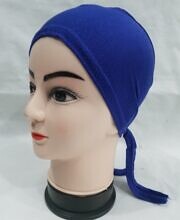 Plain Tie Back Bonnet Cap - Blue