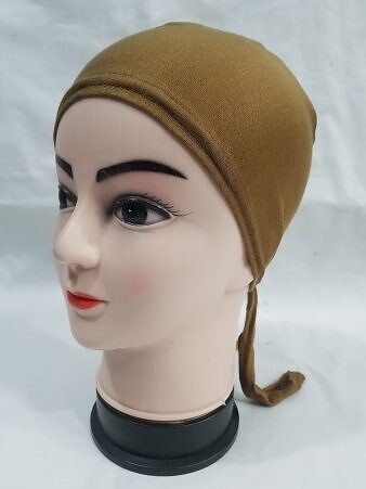 Plain Tie Back Bonnet Cap - Caramel Brown