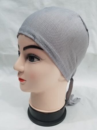 Plain Tie Back Bonnet Cap - Light Grey