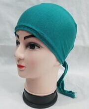 plain tie back bonnet cap turquoise