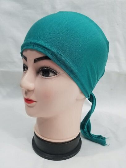 Plain Tie Back Bonnet Cap - Turquoise
