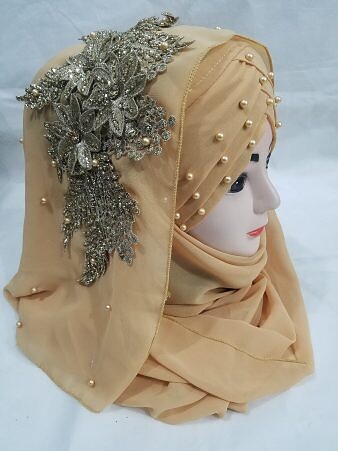 Pearl Ready to Wear with Fancy Bunch - Light Golden