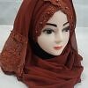 Embroidered Ready to Wear Hijab - Caramel Brown Embroidered Ready to Wear Hijab - Caramel Brown