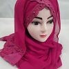 Embroidered Ready to Wear Hijab - Deep Pink Embroidered Ready to Wear Hijab - Deep Pink
