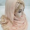 Embroidered Ready to Wear Hijab - Light Peach