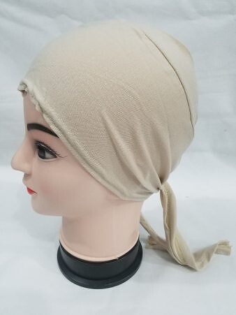 Plain Tie Back Bonnet Cap - Beige Plain Tie Back Bonnet Cap - Beige