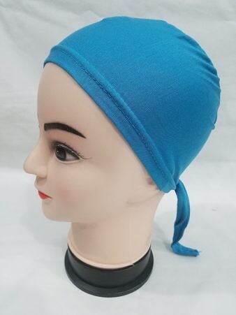 Plain Tie Back Bonnet Cap - Light Blue