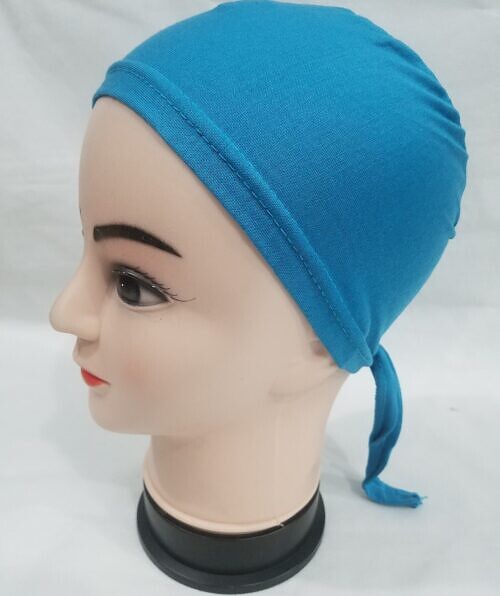 plain tie back bonnet light blue