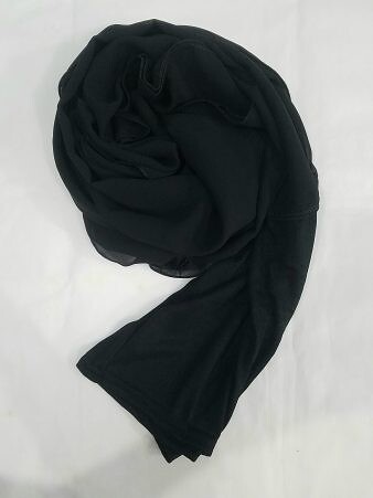 Chiffon Ready to Wear Hijab with Stitched Cap - Black