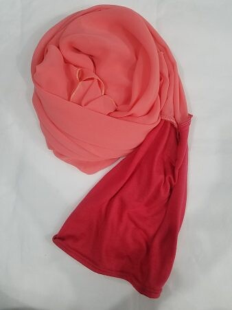 Chiffon Ready to Wear Hijab with Stitched Cap - Coral