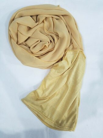 Chiffon Ready to Wear Hijab with Stitched Cap - Fawn