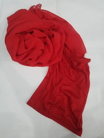 Chiffon Ready to Wear Hijab with Stitched Cap - Red Chiffon Ready to Wear Hijab with Stitched Cap - Red