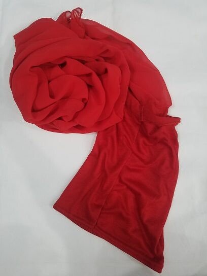 Chiffon Ready to Wear Hijab with Stitched Cap - Red