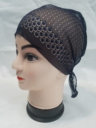 Lace Tie Back Bonnet Cap - Black Lace Tie Back Bonnet Cap - Black