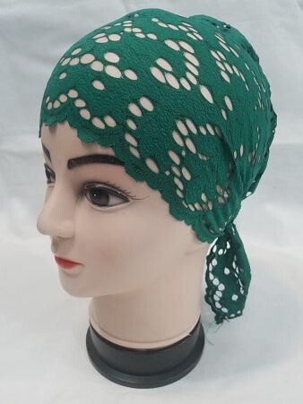 Lace Tie Back Bonnet Cap - Bottle Green Lace Tie Back Bonnet Cap - Bottle Green