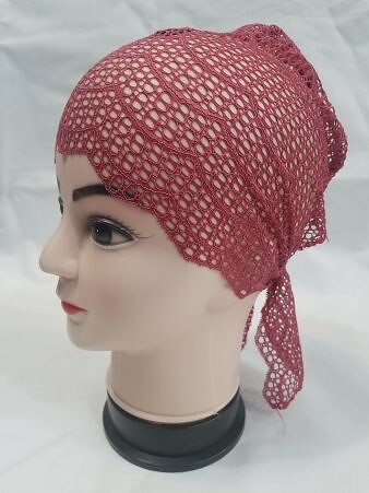 Lace Tie Back Bonnet Cap - Rosewood Lace Tie Back Bonnet Cap - Rosewood