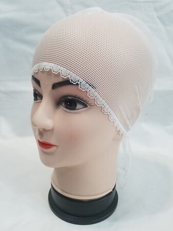 Lace Tie Back Bonnet Cap - White Lace Tie Back Bonnet Cap - White