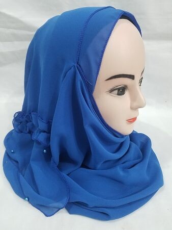 Two Loops Chiffon Instant Hijab with Frill - Blue Two Loops Chiffon Instant Hijab with Frill - Blue