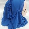 Two Loops Chiffon Instant Hijab with Frill - Blue Two Loops Chiffon Instant Hijab with Frill - Blue