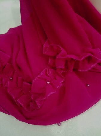 Two Loops Chiffon Instant Hijab with Frill - Deep Pink Two Loops Chiffon Instant Hijab with Frill - Deep Pink