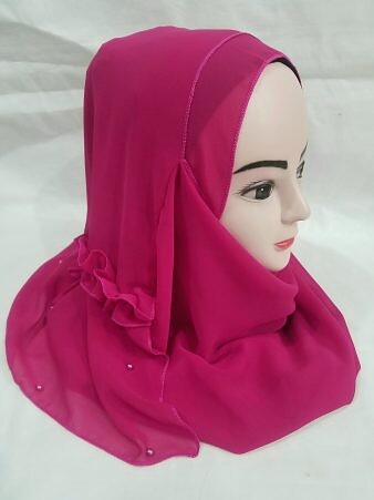 Two Loops Chiffon Instant Hijab with Frill - Deep Pink Two Loops Chiffon Instant Hijab with Frill - Deep Pink