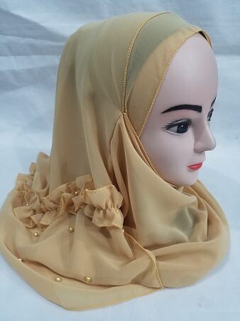 Two Loops Chiffon Instant Hijab with Frill - Fawn