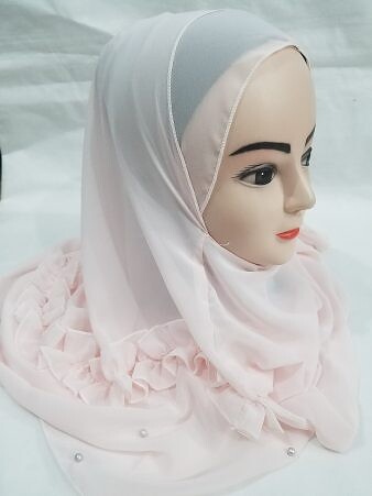 Two Loops Chiffon Instant Hijab with Frill - Light Pink Two Loops Chiffon Instant Hijab with Frill - Light Pink